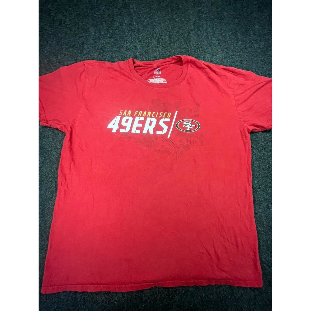San Francisco 49ers T Shirt Mens XL‎ Red Majestic Football NFL Graphic Cotton